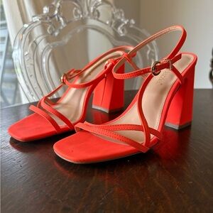 Shoe Dazzle Coral Strappy Heels